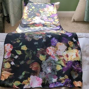 byVinnik Black Chiffon Floral Scarf, NEW